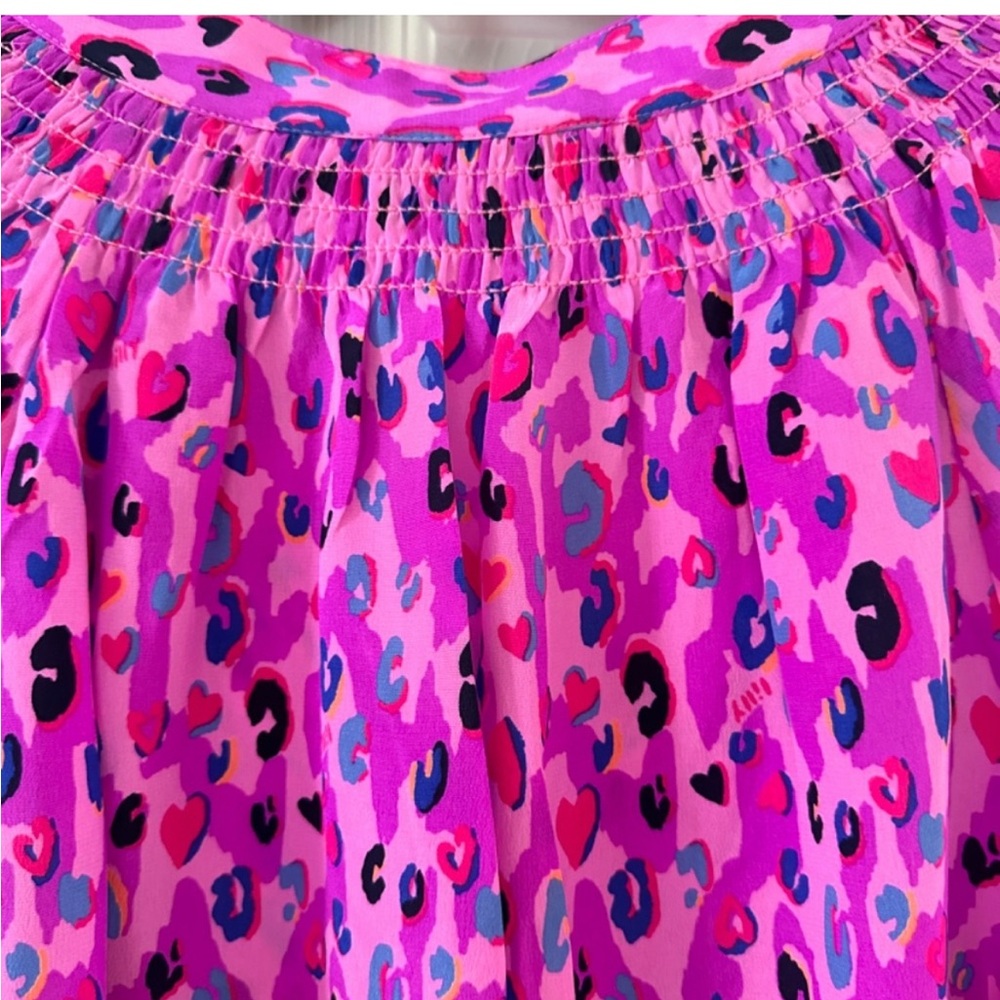 Lilly Pulitzer Elsa silk Vibrant Pink Leopard Print Blouse - Picture 2 of 3